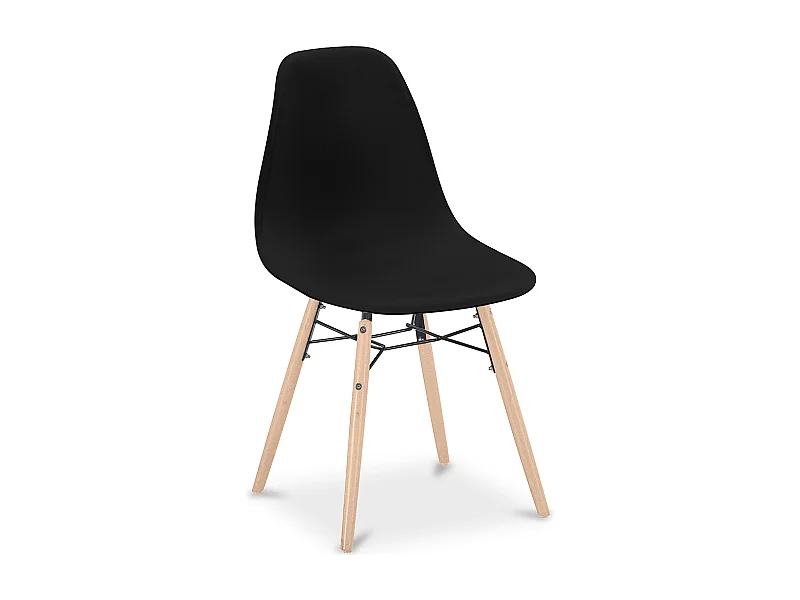 Chaise de Salle à Manger - Design Scandinave - Pieds en Bois - Skögur Noir