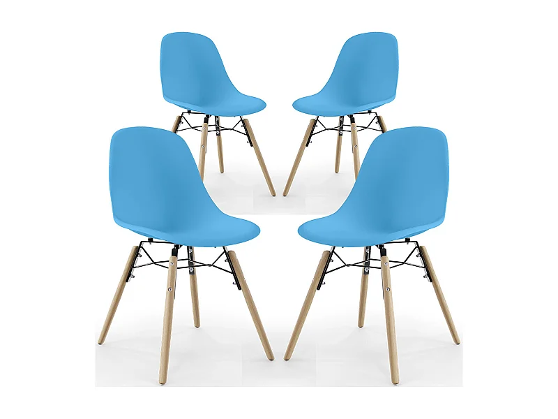 Sedia da Pranzo - Design Scandinavo - Gambe in Legno - Set di 4 - Skögur