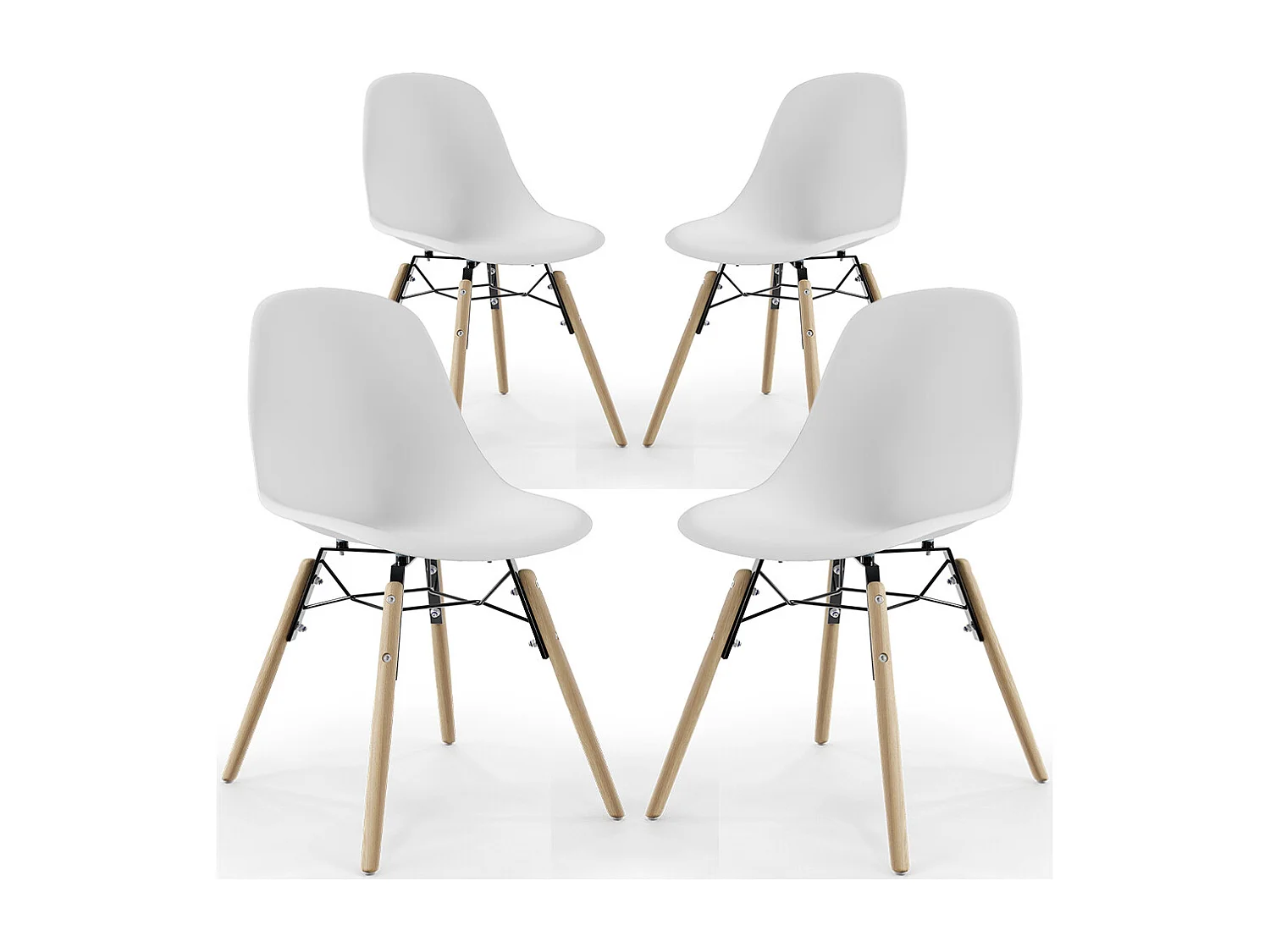 Chaise de Salle à Manger - Design Scandinave - Pieds en Bois - Lot de 4 - Skögur Bleu