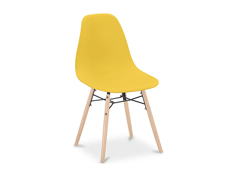 Chaise de Salle à Manger - Design Scandinave - Pieds en Bois - Skögur Jaune