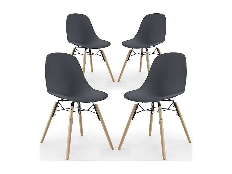 Silla de Comedor - Diseño Escandinavo - Patas de Madera - Pack de 4 - Skögur