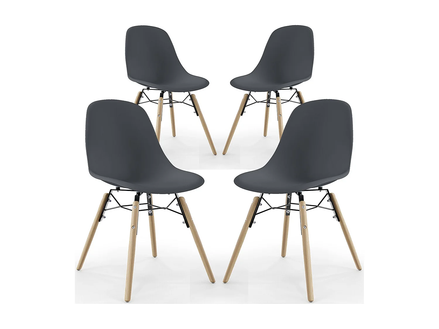 Silla de Comedor - Diseño Escandinavo - Patas de Madera - Pack de 4 - Skögur