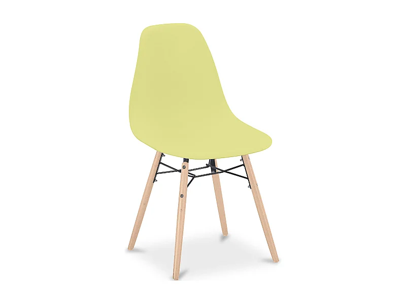 Chaise de Salle à Manger - Design Scandinave - Pieds en Bois - Skögur Jaune pâle