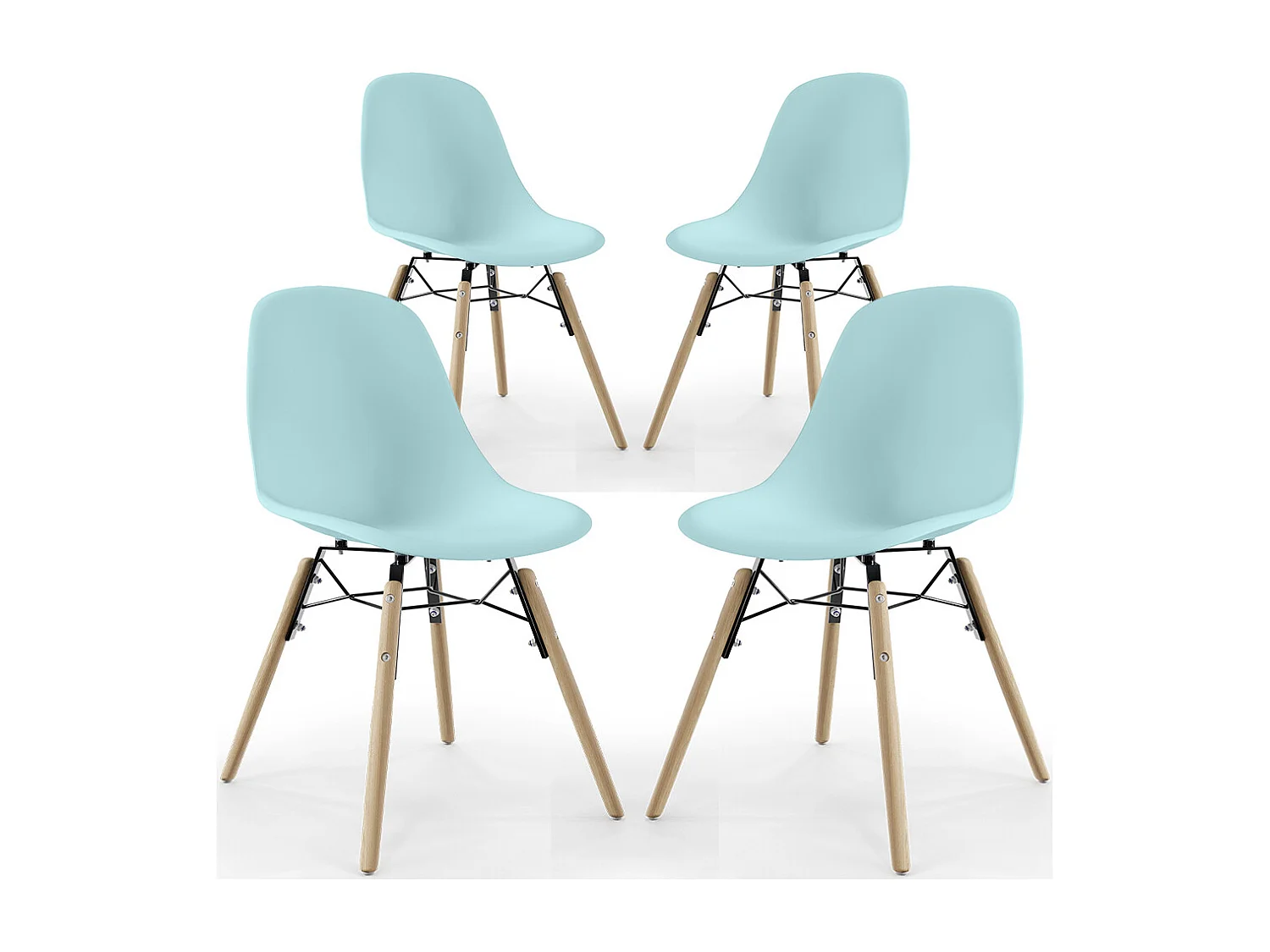 Silla de Comedor - Diseño Escandinavo - Patas de Madera - Pack de 4 - Skögur