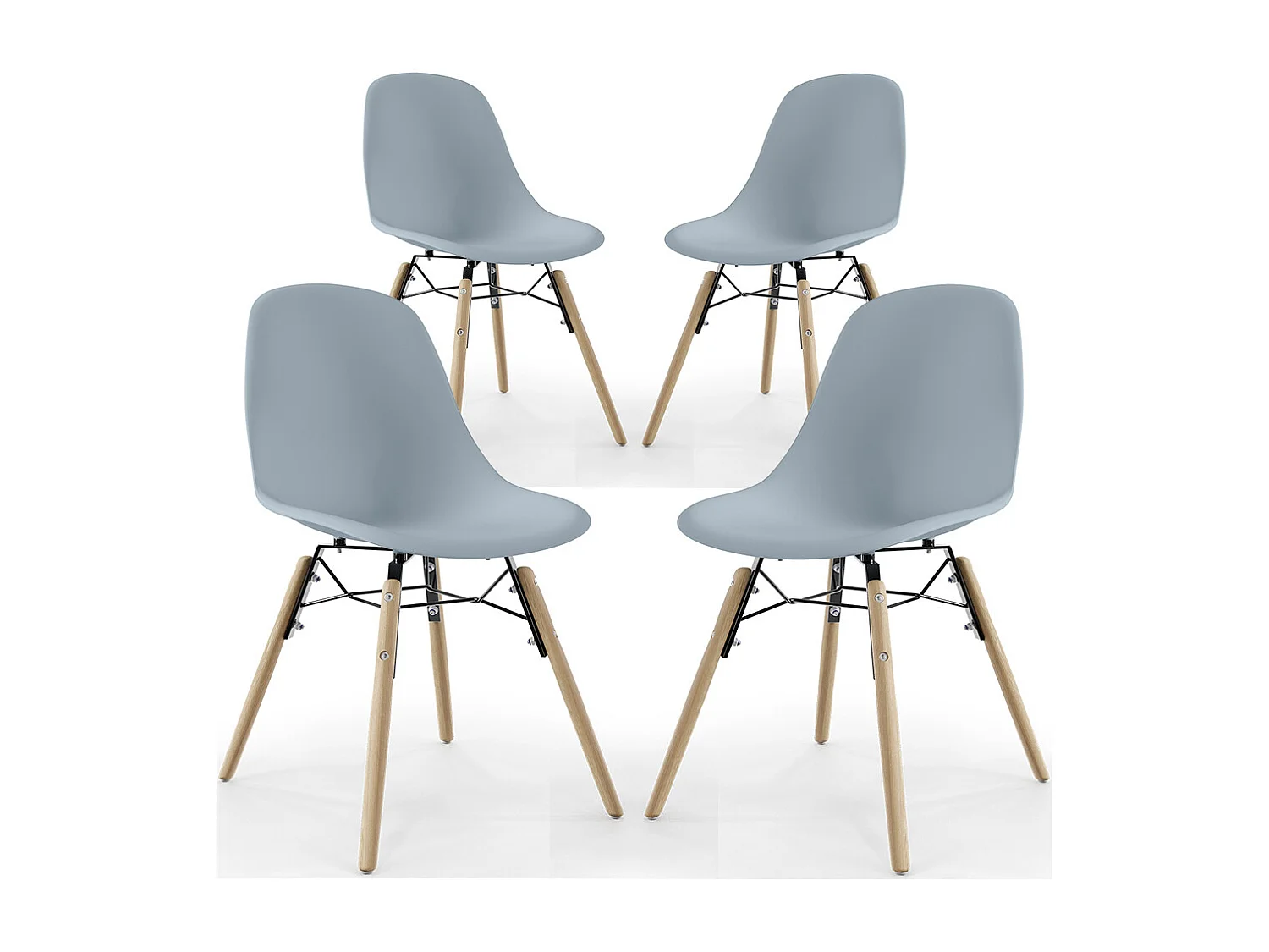 Sedia da Pranzo - Design Scandinavo - Gambe in Legno - Set di 4 - Skögur