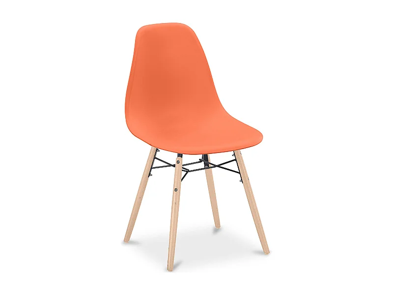 Chaise de Salle à Manger - Design Scandinave - Pieds en Bois - Skögur Orange