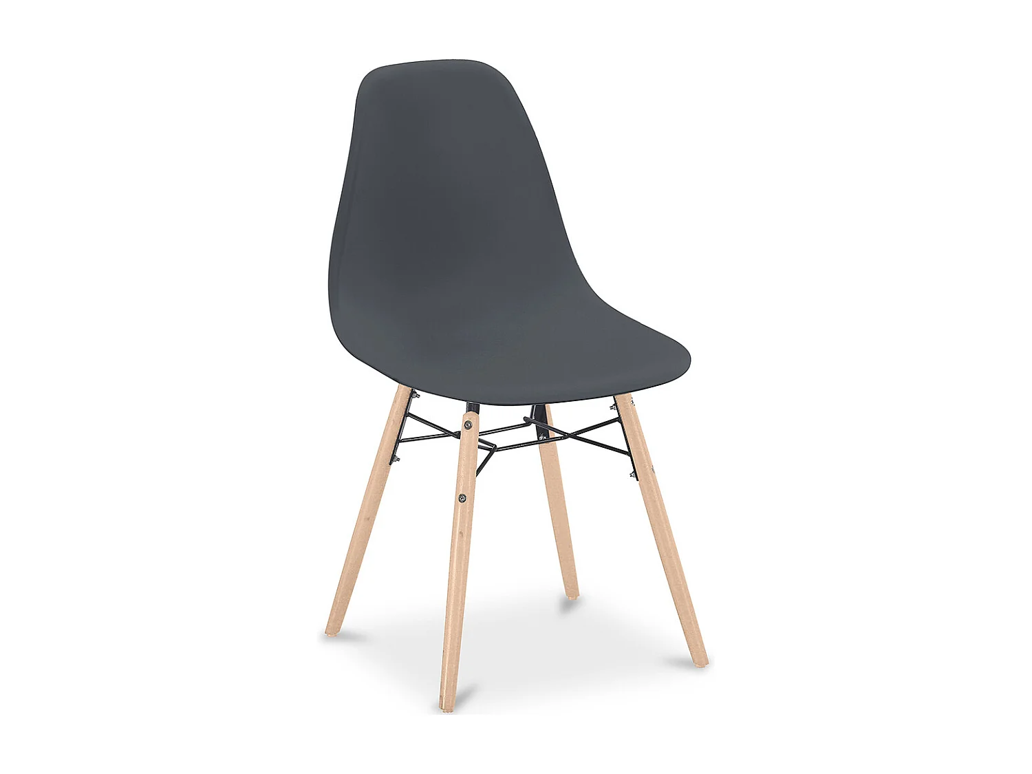 Silla de Comedor - Diseño Escandinavo - Patas de Madera - Skögur Gris oscuro