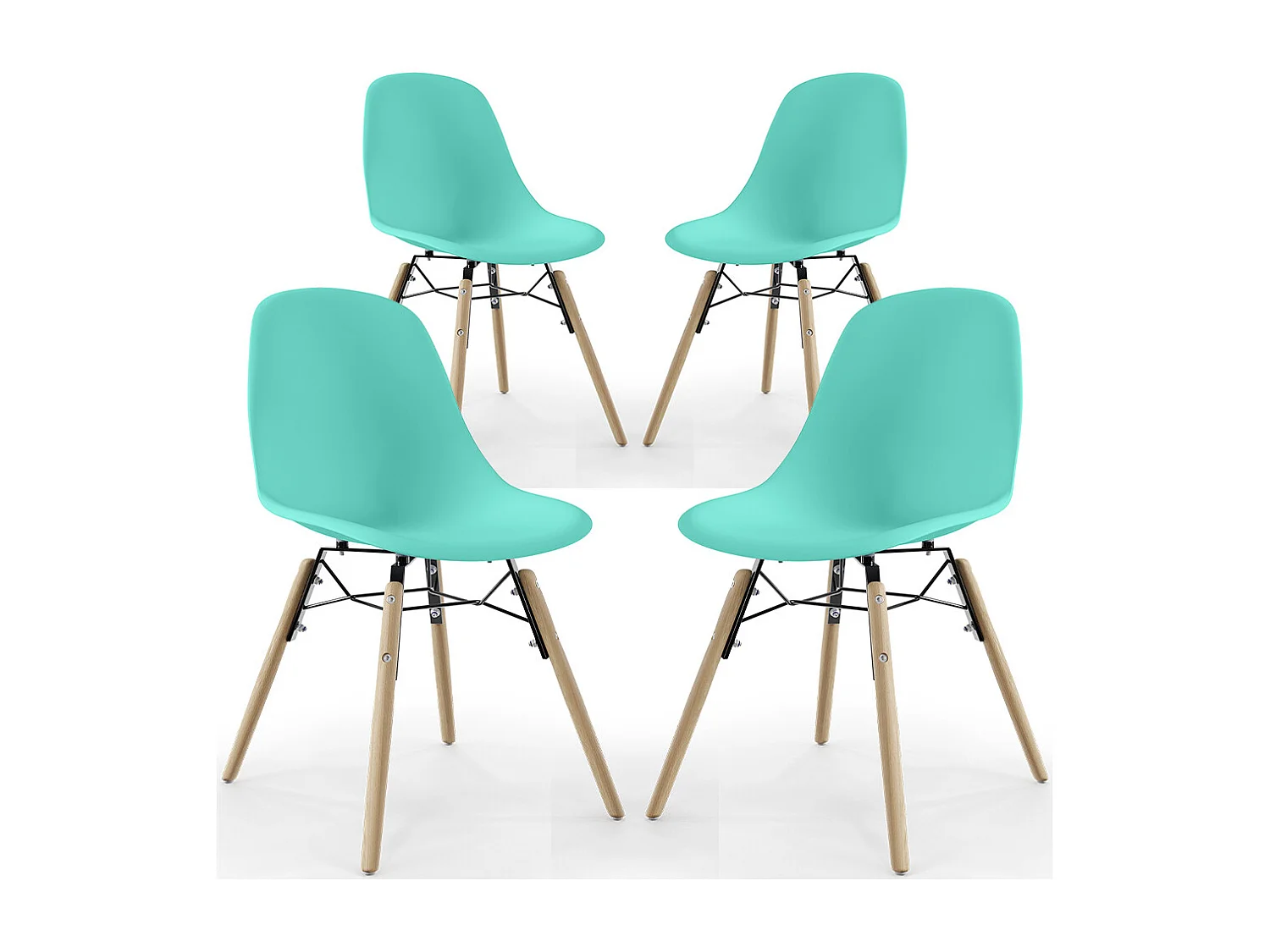 Chaise de Salle à Manger - Design Scandinave - Pieds en Bois - Lot de 4 - Skögur Turquoise