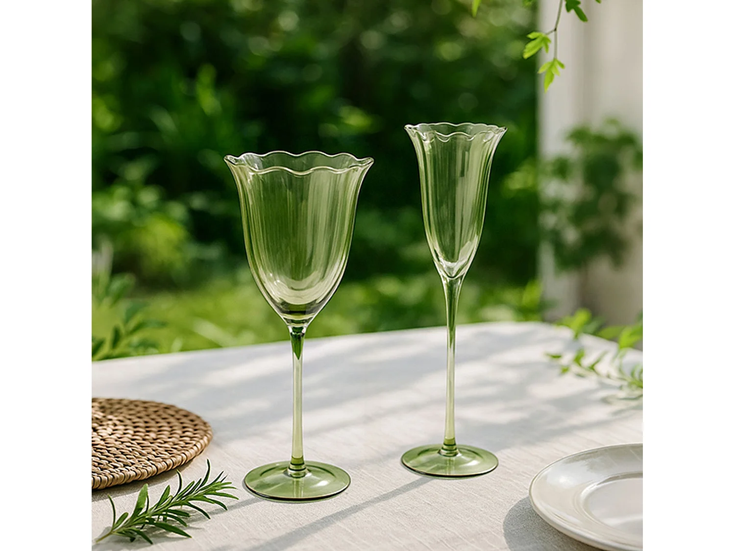 Novastyl - Lot De 4 Flutes Eden 17cl En Verre Vert