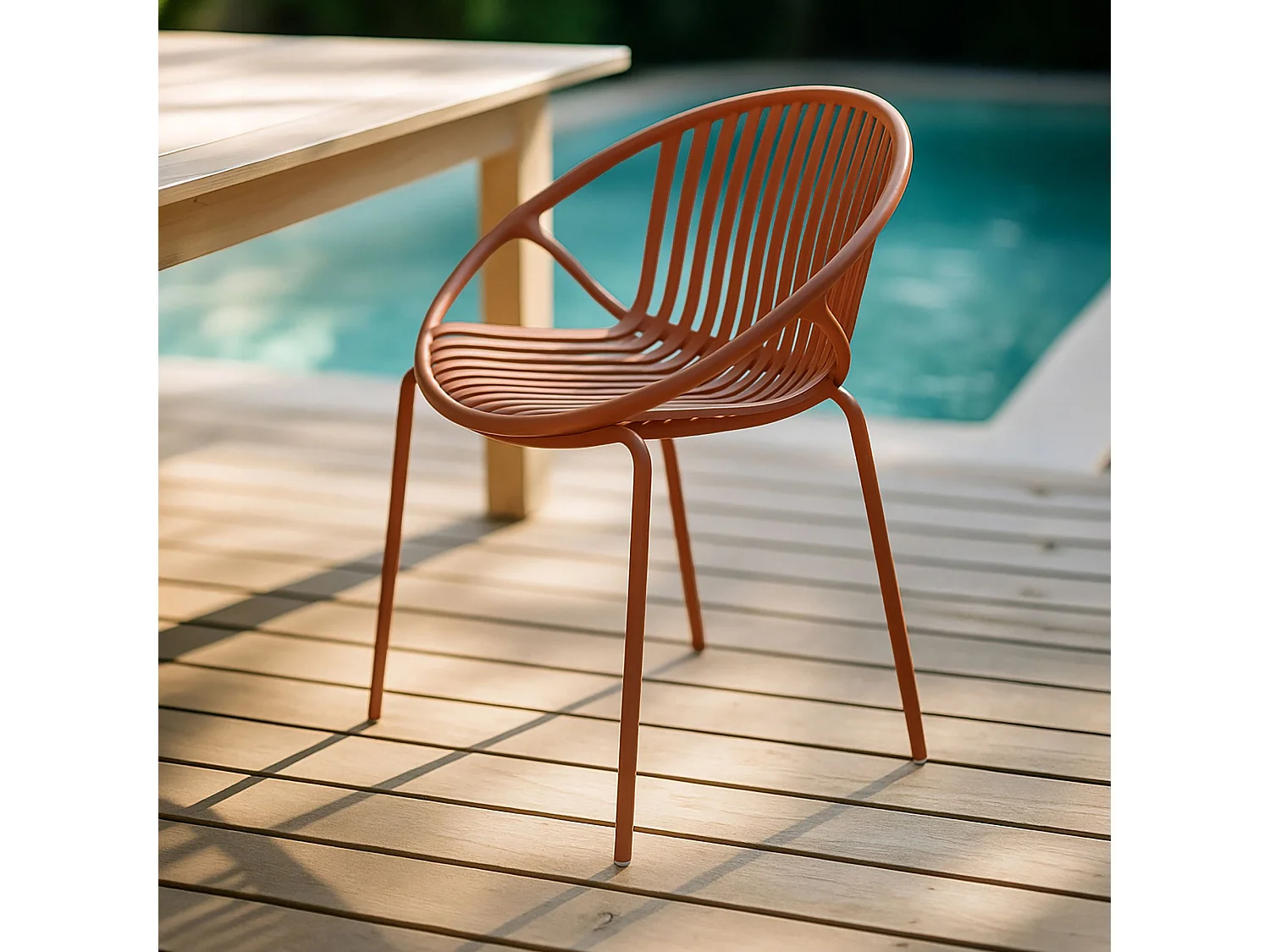 Now's Home - Lot De 4 Fauteuils De Table De Jardin En Polypropylène Et Metal Brique Calypso