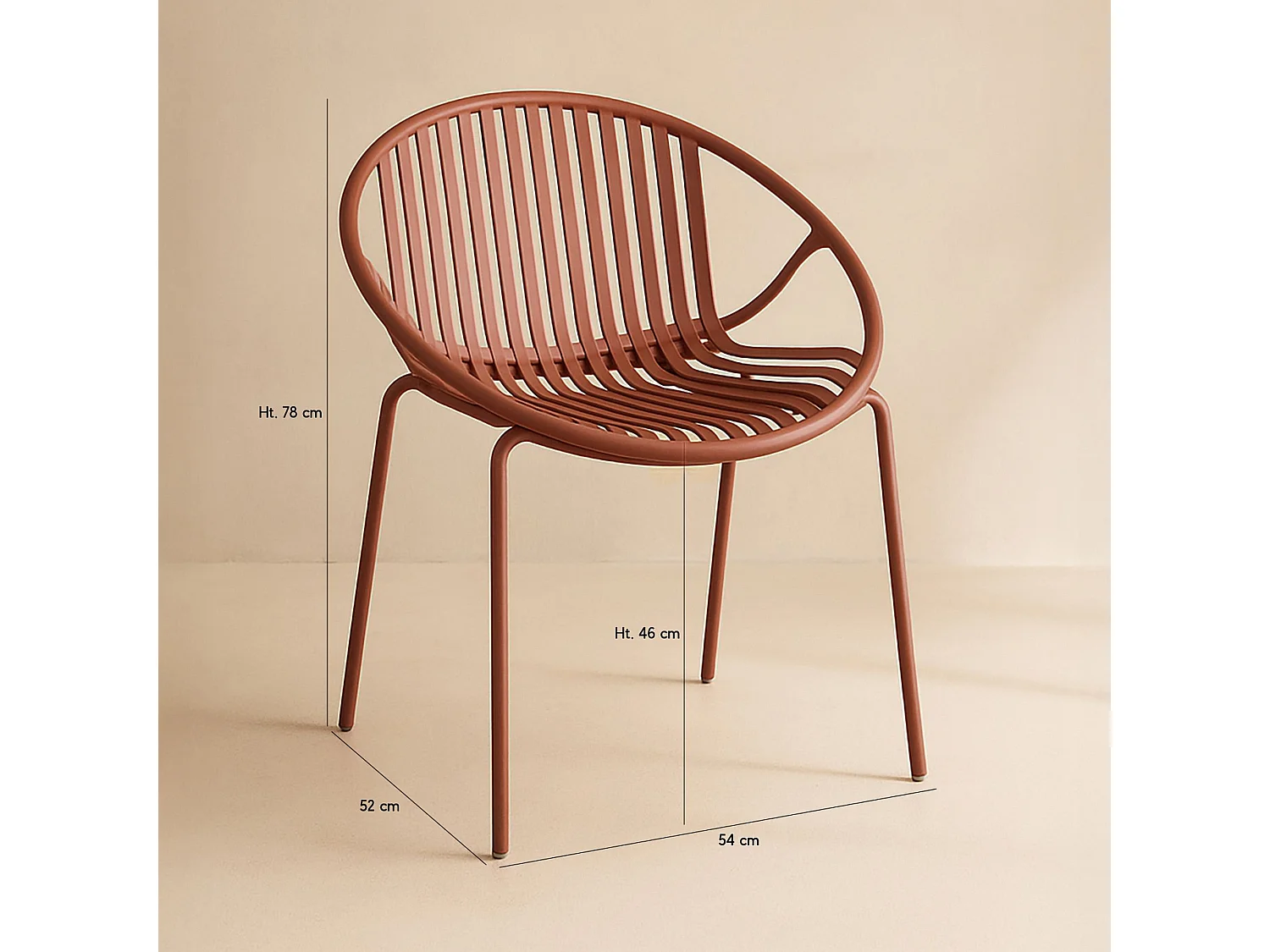 Now's Home - Lot De 4 Fauteuils De Table De Jardin En Polypropylène Et Metal Brique Calypso