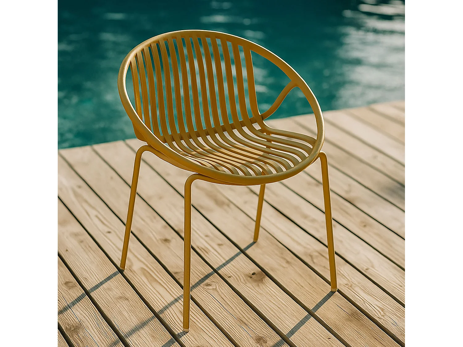 Now's Home - Lot De 4 Fauteuils De Table De Jardin En Polypropylene Et Metal Ocre Calypso