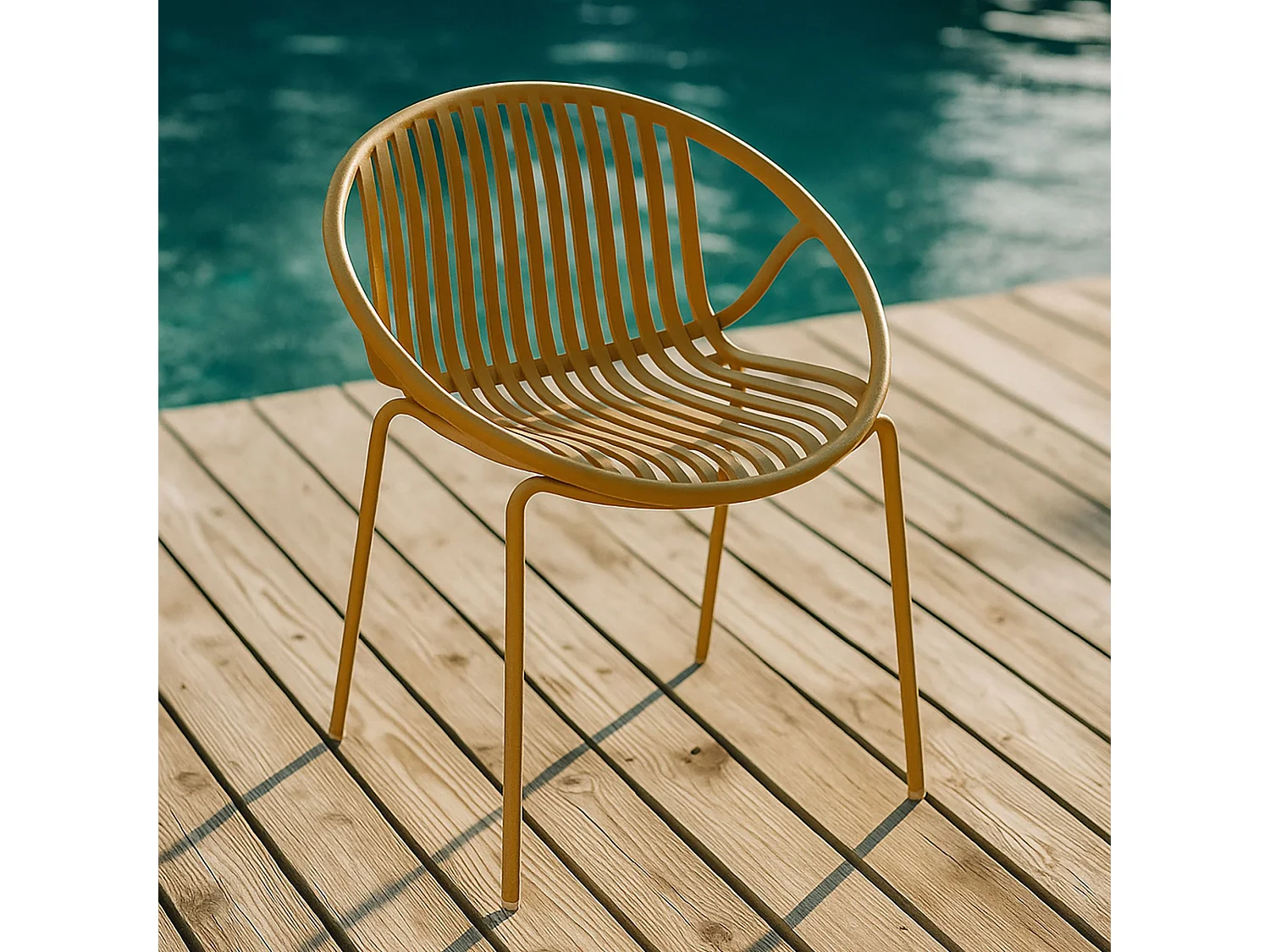Now's Home - Lot De 4 Fauteuils De Table De Jardin En Polypropylène Et Metal Ocre Calypso