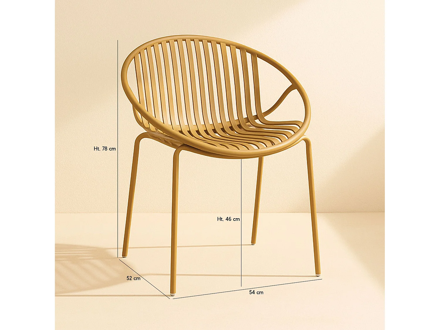 Now's Home - Lot De 4 Fauteuils De Table De Jardin En Polypropylène Et Metal Ocre Calypso