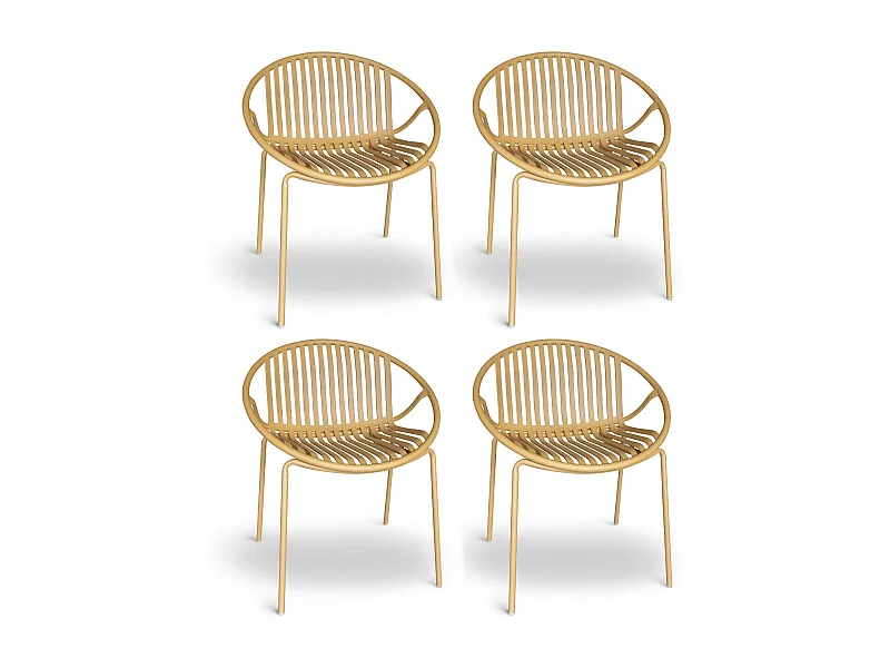 Now's Home - Lot De 4 Fauteuils De Table De Jardin En Polypropylene Et Metal Ocre Calypso