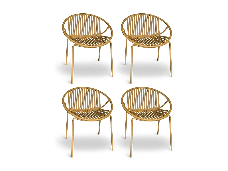 Now's Home - Lot De 4 Fauteuils De Table De Jardin En Polypropylene Et Metal Ocre Calypso