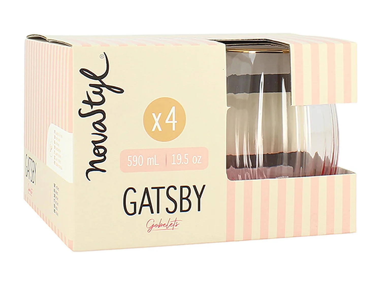 Novastyl - Lot De 4 Gobelets Gatsby 59cl En Verre Rose