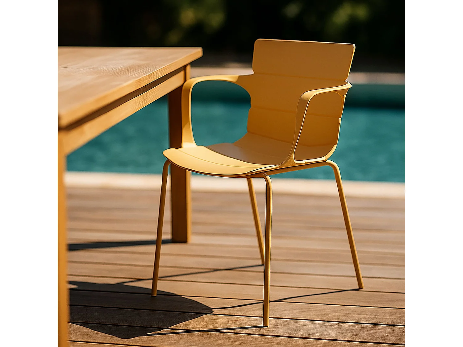 Now's Home - Lot De 4 Fauteuils De Table De Jardin En Polypropylene Et Metal Ocre Montauk