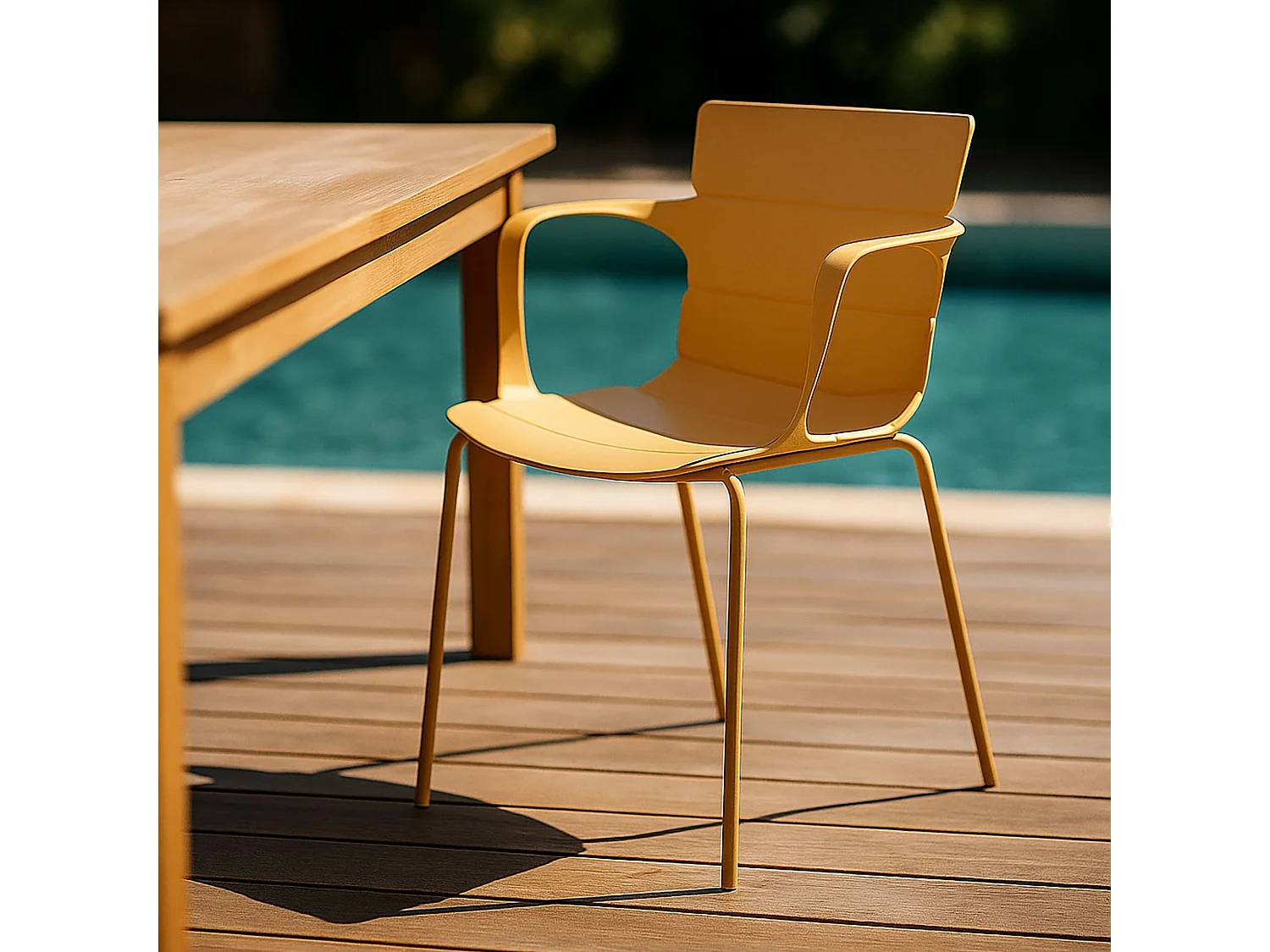 Now's Home - Lot De 4 Fauteuils De Table De Jardin En Polypropylène Et Metal Ocre Montauk