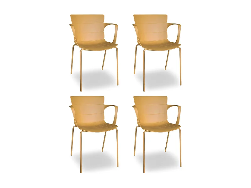 Now's Home - Lot De 4 Fauteuils De Table De Jardin En Polypropylene Et Metal Ocre Montauk