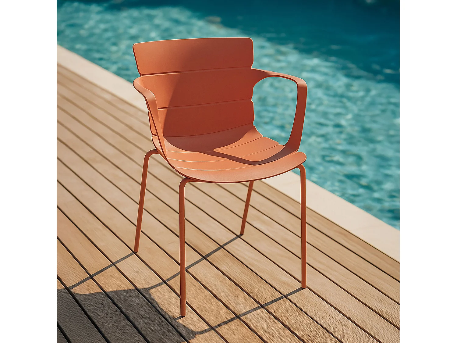 Now's Home - Lot De 4 Fauteuils De Table De Jardin En Polypropylene Et Metal Brique Montauk
