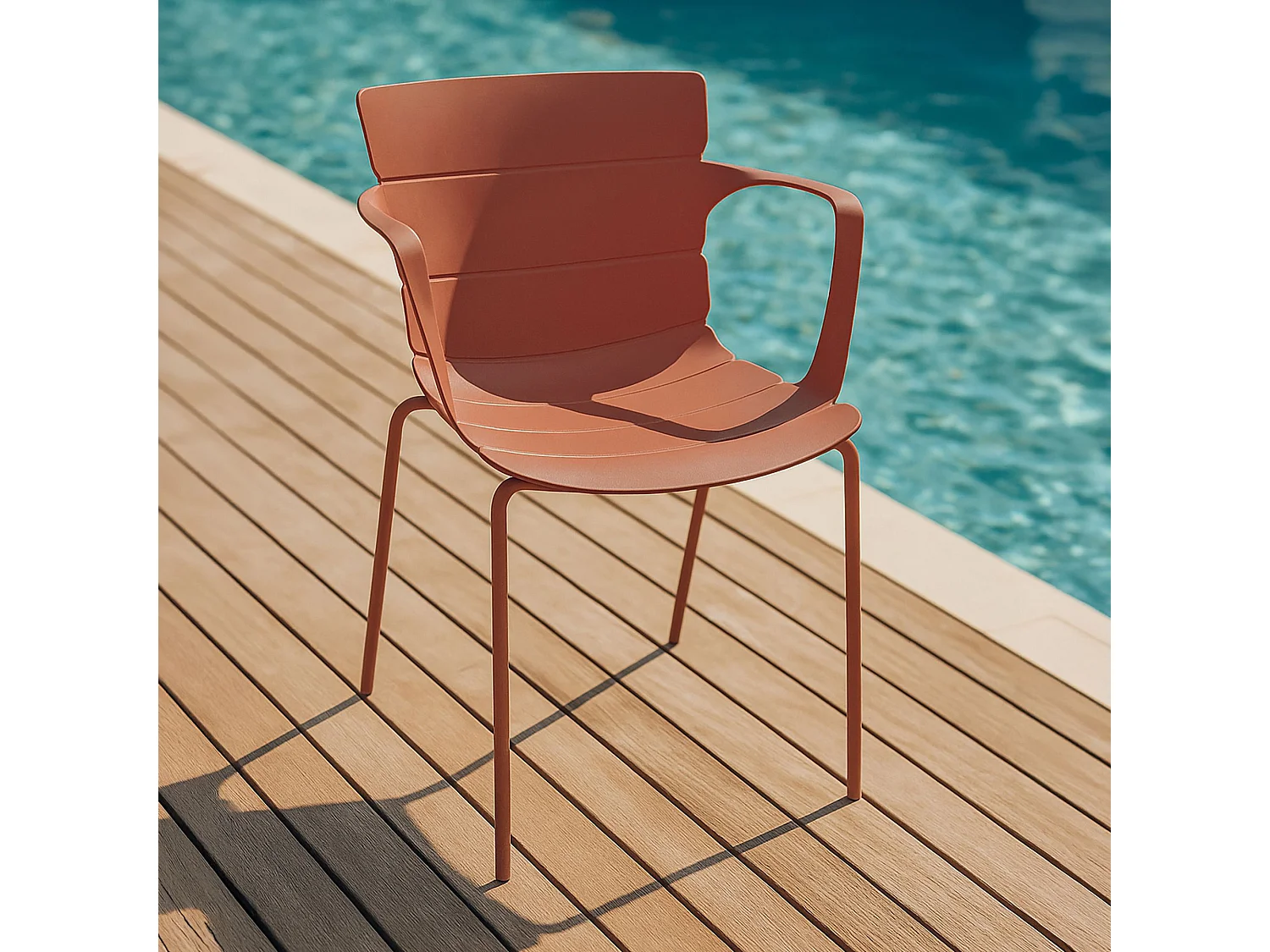 Now's Home - Lot De 4 Fauteuils De Table De Jardin En Polypropylène Et Metal Brique Montauk