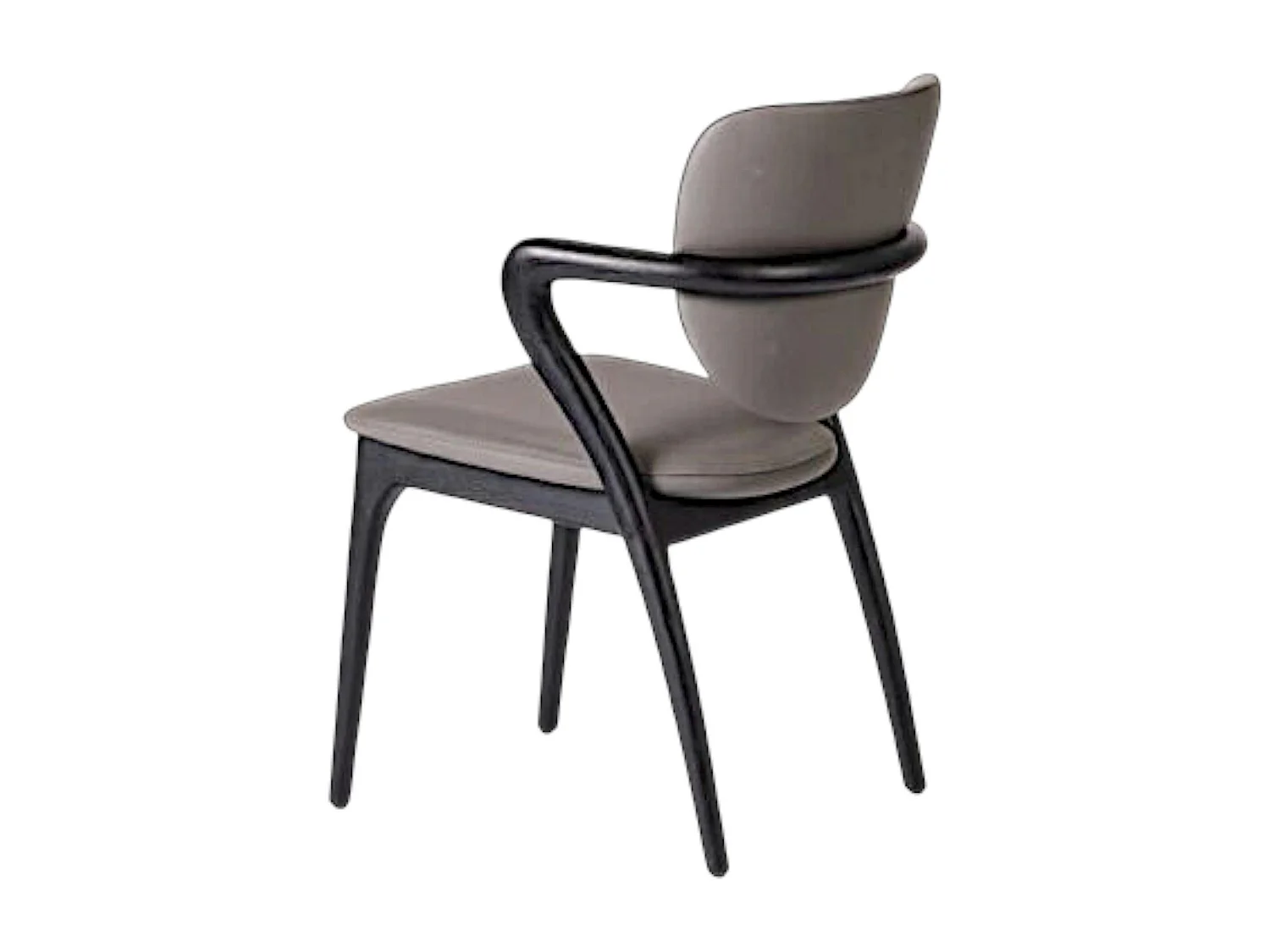 Chaise en cuir gris foncé, accoudoirs bois noir ALDER