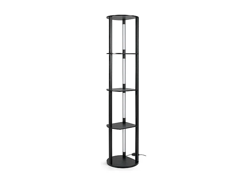 Stehlampe mit Regalen & 4 Drehbaren LED-Streifen & Fußschalter Stehleuchte Ablageregal