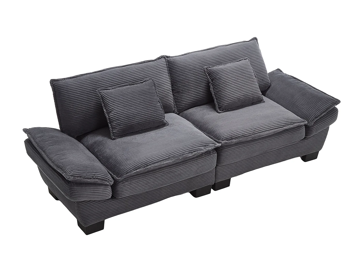 Canapé 2 places en velours beige – Double rembourrage en mousse mémoire et haute densité – 2 coussins inclus – Design minimaliste et confortable pour salon