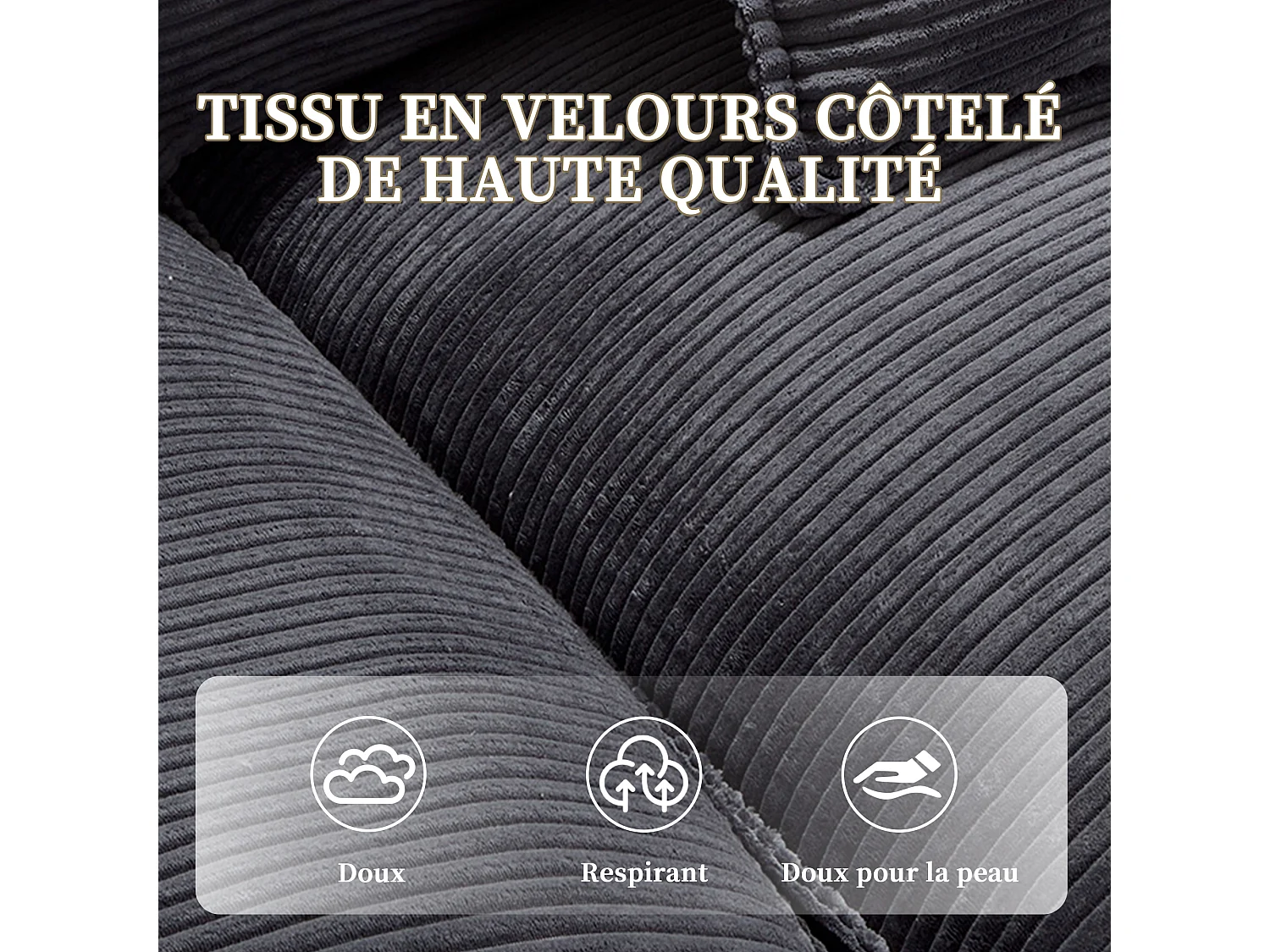 Canapé 2 places en velours beige – Double rembourrage en mousse mémoire et haute densité – 2 coussins inclus – Design minimaliste et confortable pour salon