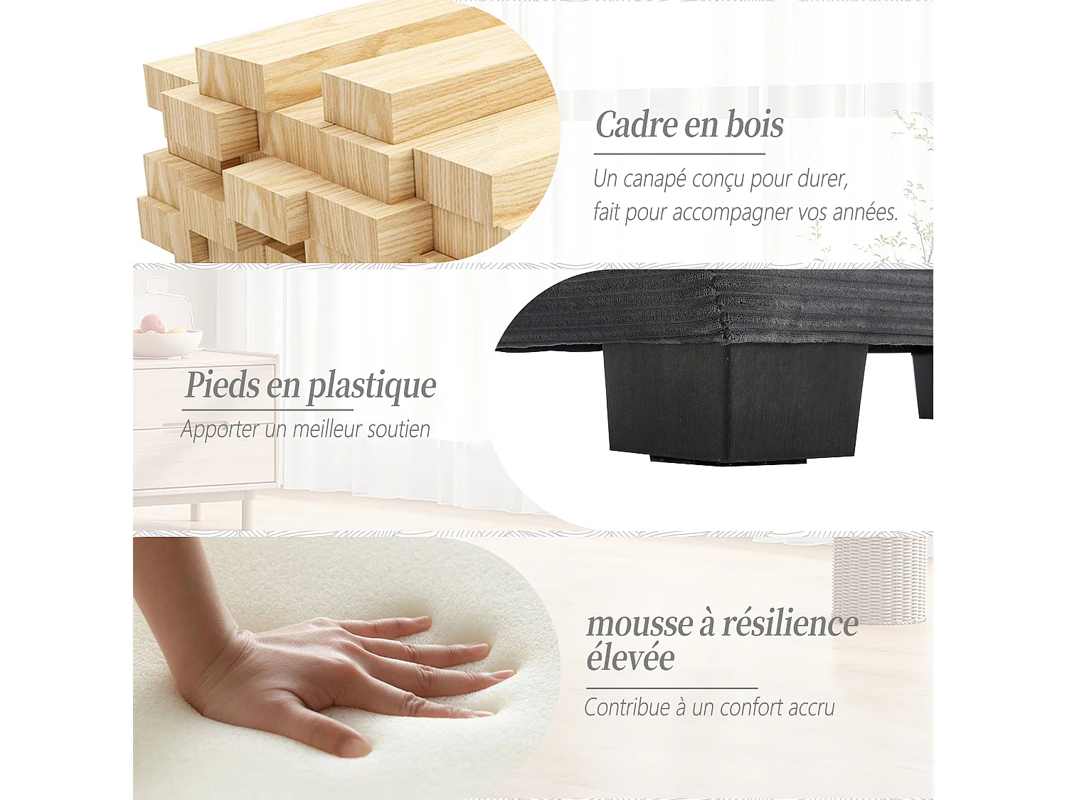 Canapé 2 places en velours beige – Double rembourrage en mousse mémoire et haute densité – 2 coussins inclus – Design minimaliste et confortable pour salon