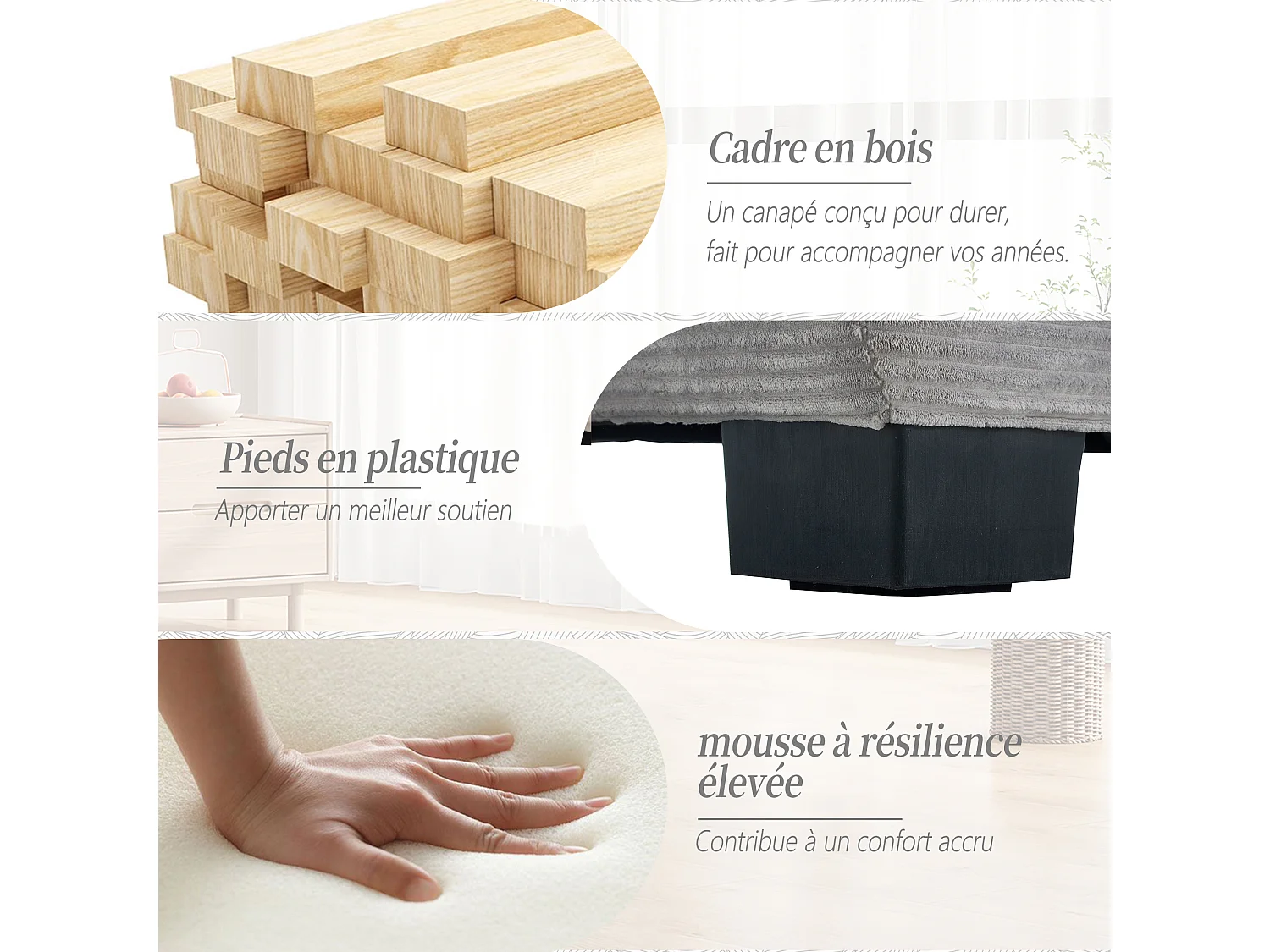 Canapé 2 places en velours beige – Double rembourrage en mousse mémoire et haute densité – 2 coussins inclus – Design minimaliste et confortable pour salon
