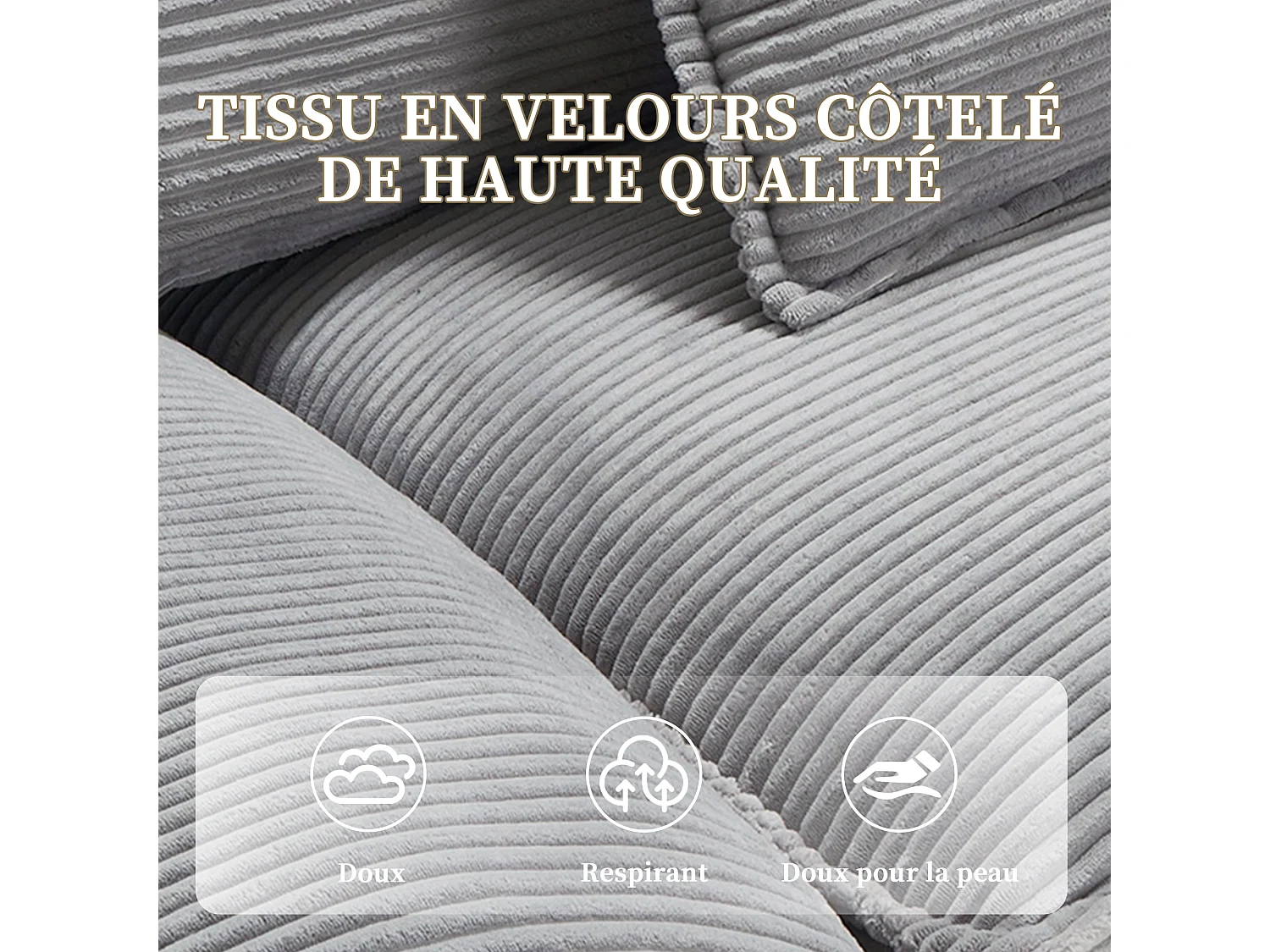 Canapé 2 places en velours beige – Double rembourrage en mousse mémoire et haute densité – 2 coussins inclus – Design minimaliste et confortable pour salon