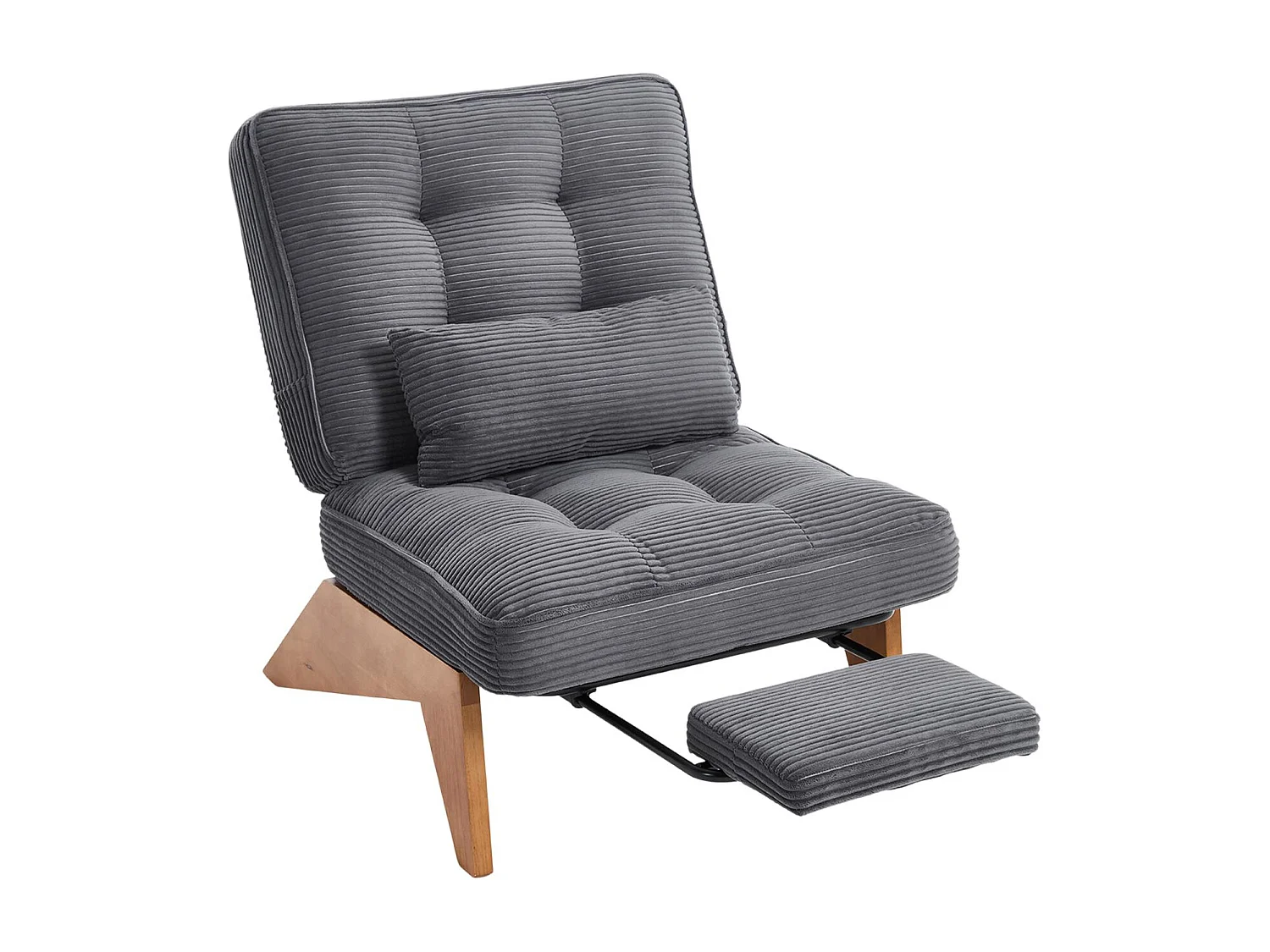Sienna - Fauteuil Relax avec Dossier Réglable - Fauteuil Tissu avec Pieds en Bois Massif et Repose-Pieds Extensible - Confort Optimal pour Salon, Chambre et Bureau