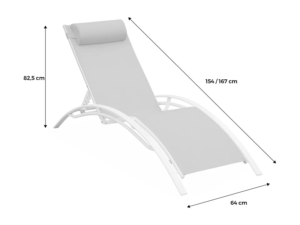 Duo de bains de soleil aluminium vert de gris - Transats aluminium et textilène