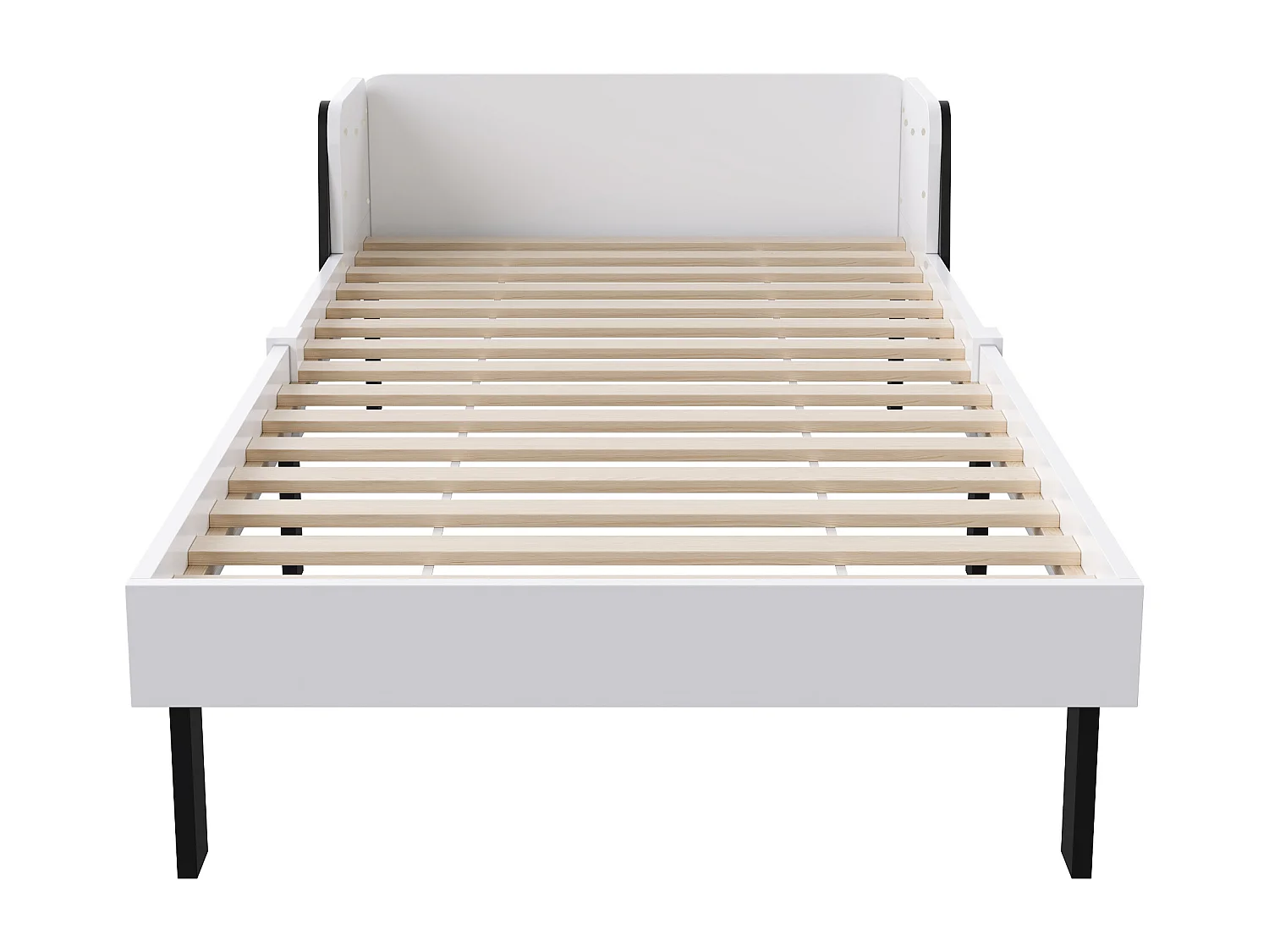 Lit enfant 90×200 cm en forme de chien avec barrière latérale sécurisée, bois robuste – Blanc
