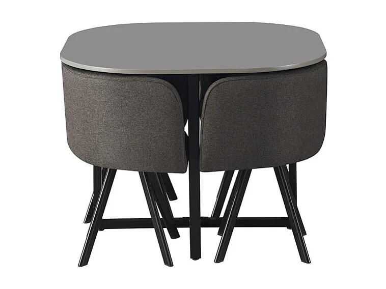 Conjunto de mesa y 4 sillas ORBENA – Color gris mate – Mesa 100x100 cm – Diseño moderno y compacto