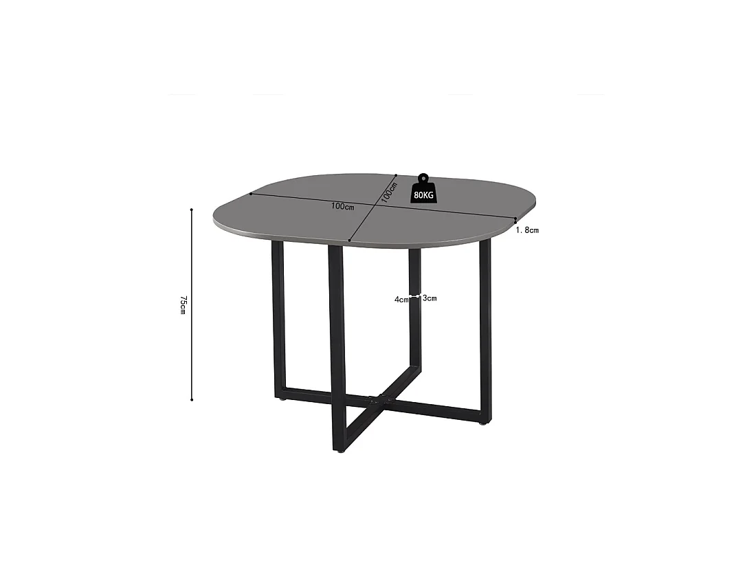 Ensemble table et 4 chaises ORBENA – Coloris gris mat – Table 100x100 cm – Design moderne et compact