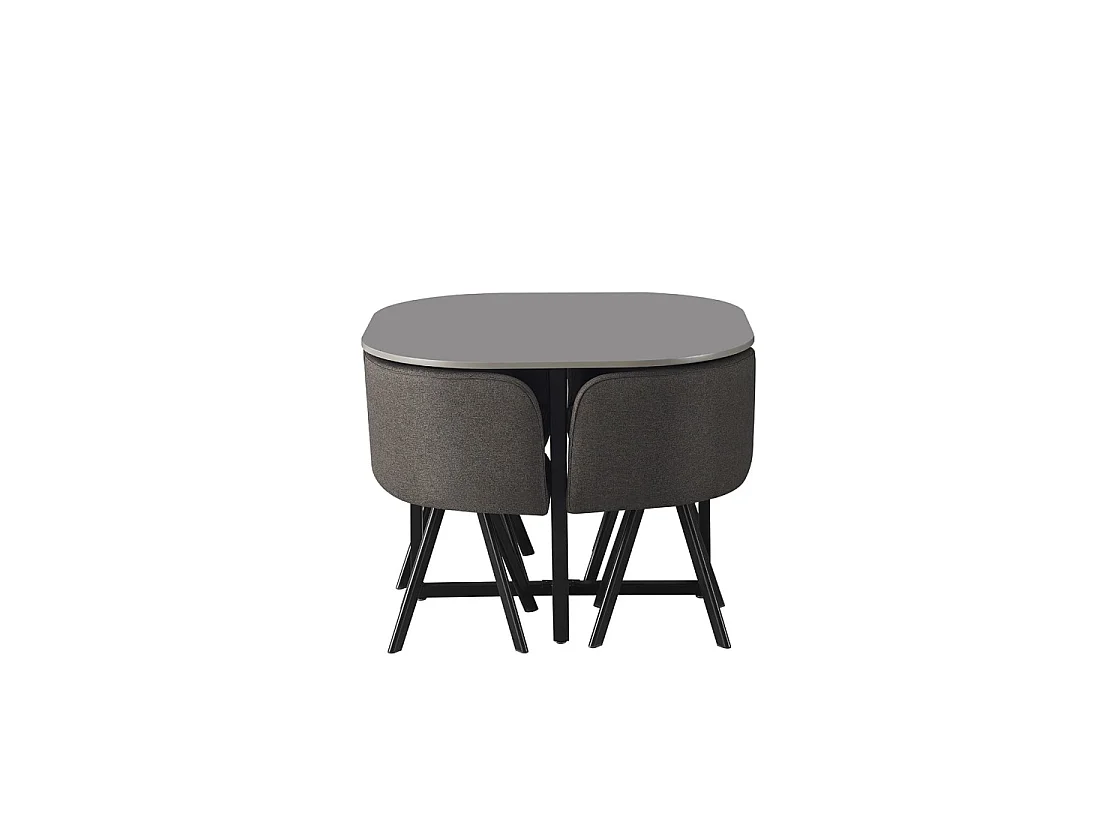 Ensemble table et 4 chaises ORBENA – Coloris gris mat – Table 100x100 cm – Design moderne et compact