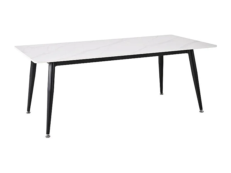 Table basse 120 cm céramique blanc marbré pieds métal - RYDER 2