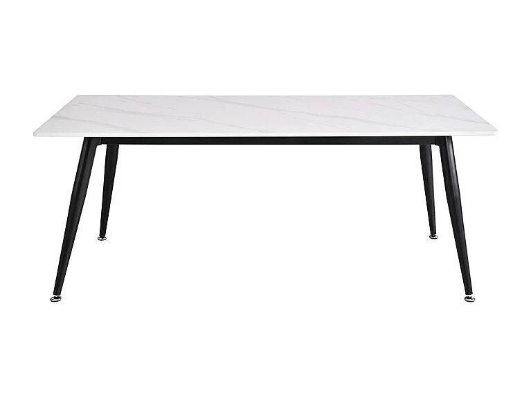 Table basse 120 cm céramique blanc marbré pieds métal - RYDER 2