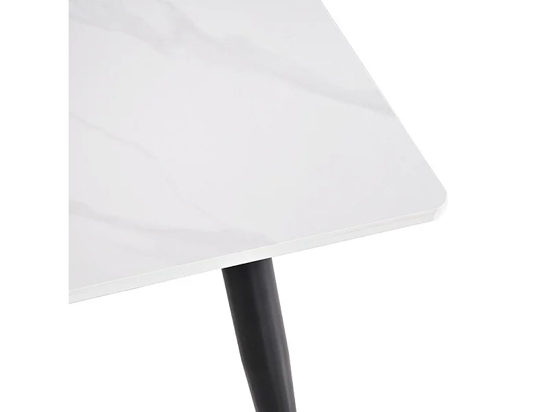 Table basse 120 cm céramique blanc marbré pieds métal - RYDER 2