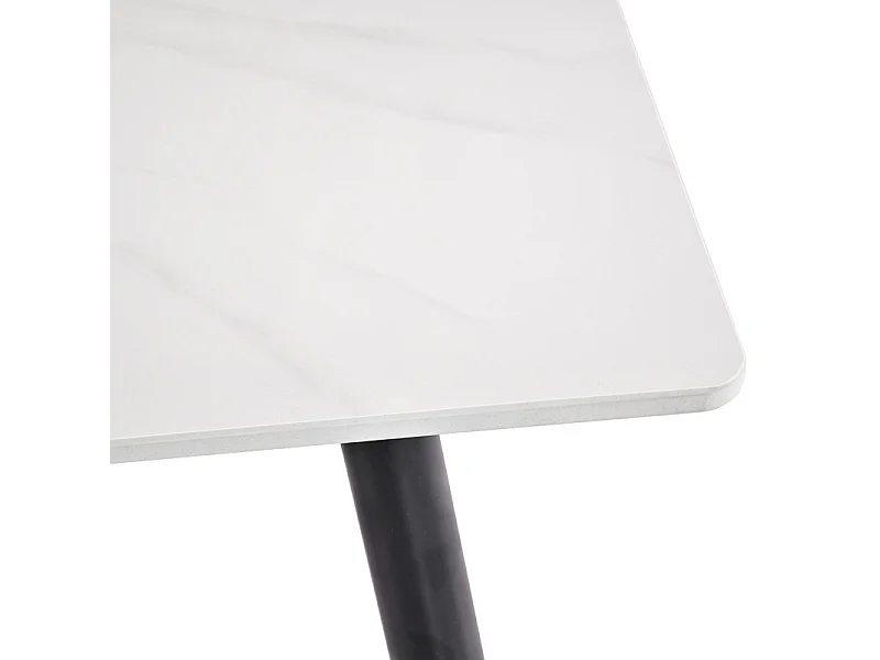 Table basse 120 cm céramique blanc marbré pieds métal - RYDER 2