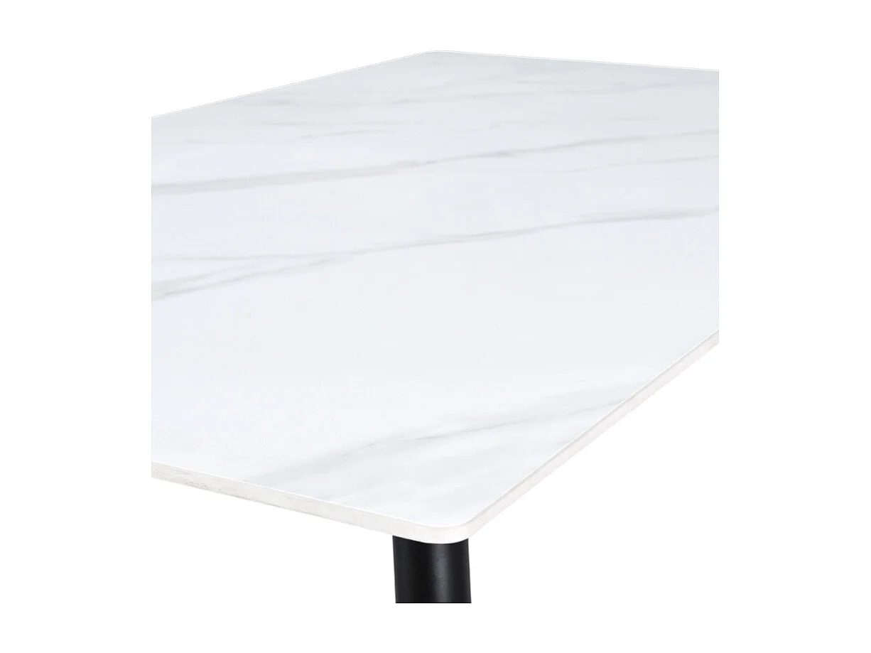 Table basse 120 cm céramique blanc marbré pieds métal - RYDER 2