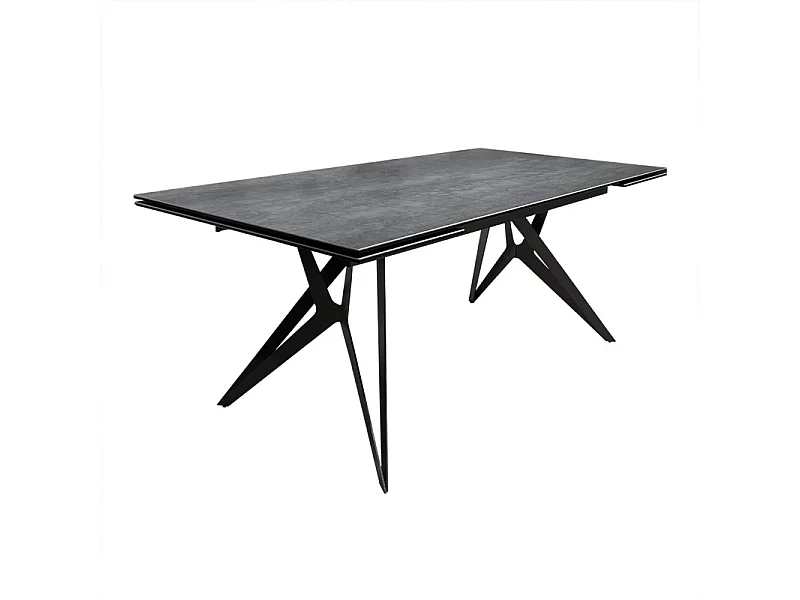 Table extensible 180/260 cm céramique gris pieds géométriques - PARKER