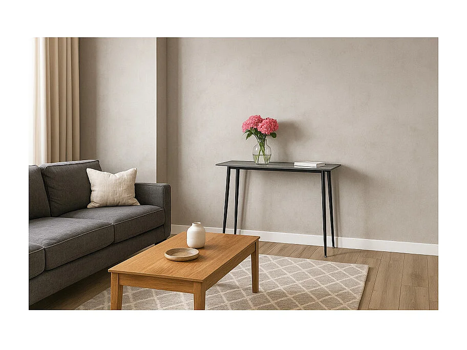 Console 120 cm céramique gris pieds évasés métal noir - RYDER 2