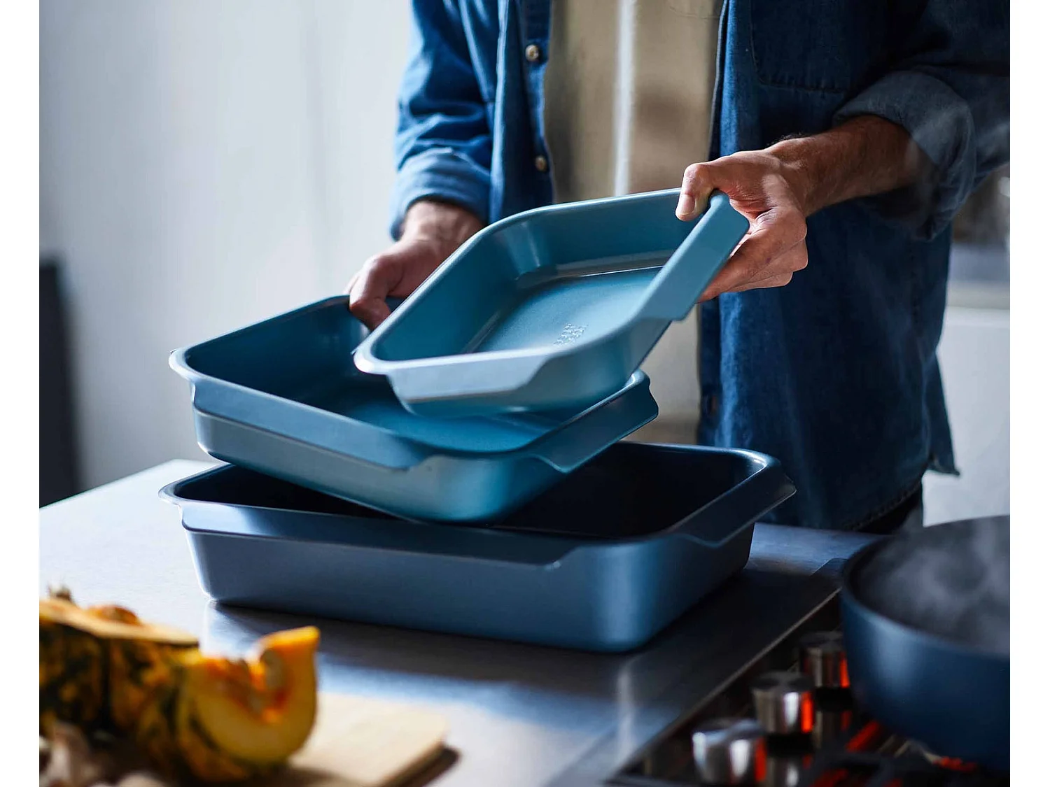 Set de 3 plats a rotir Joseph Joseph Nest Bleu