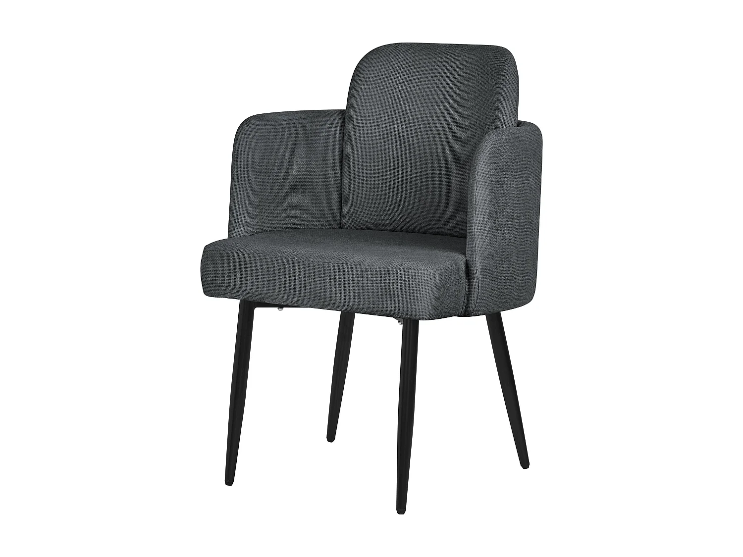 ML-Design Silla de comedor con funda de tela antracita asiento de salón con respaldo y reposabrazos de ratán mueble tapizado con patas de metal