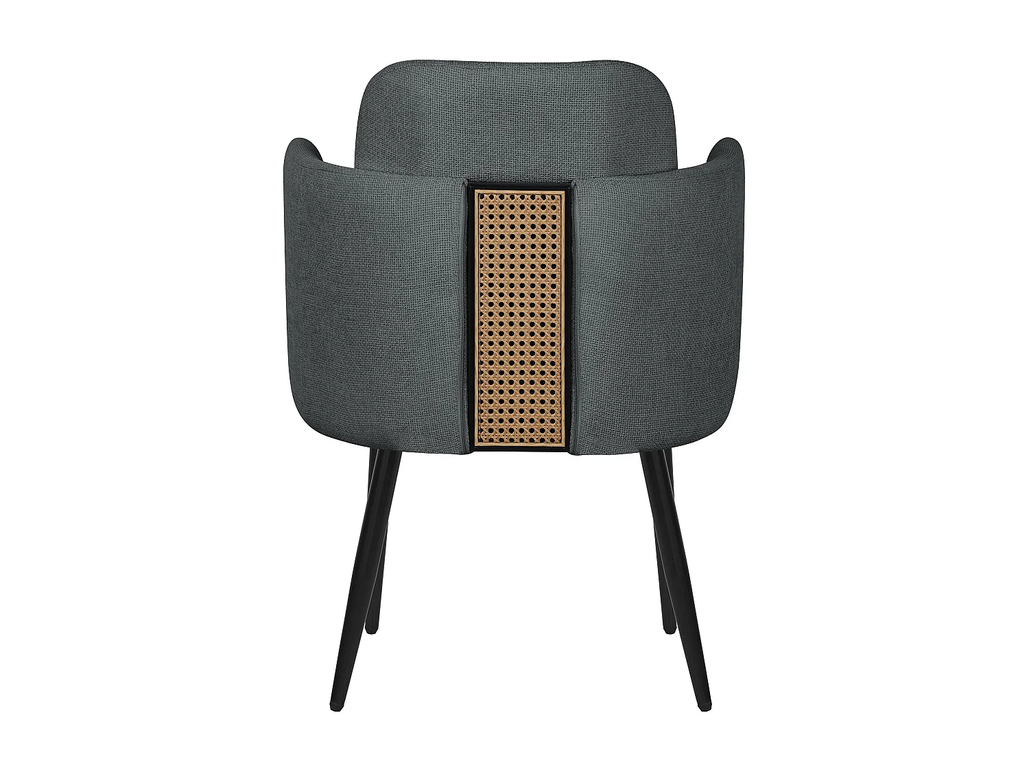 ML-Design Silla de comedor con funda de tela antracita asiento de salón con respaldo y reposabrazos de ratán mueble tapizado con patas de metal