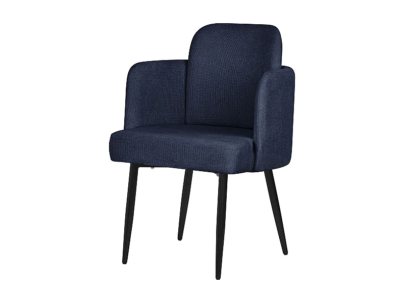 ML-Design Sedia da pranzo blu scuro, in tessuto, sedia da cucina con braccioli e schienale in rattan, poltroncina imbottita, poltrona per soggiorno